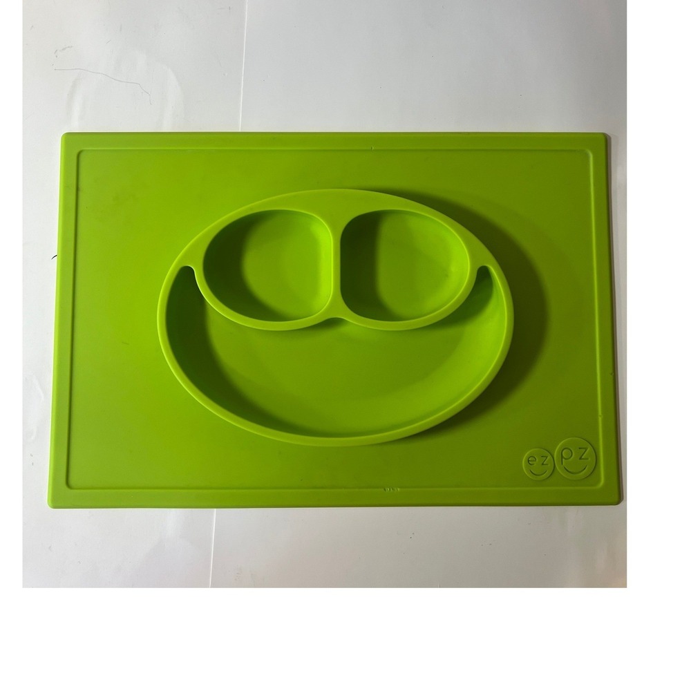 ezpz Happy Mat Silicone Suction Placemat Plate Lime Green Baby Toddler Feeding